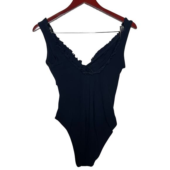 KARLA COLLETTO Black Ruffle Twist V-Neck Silent Underwire One-Piece Swimsuit 10 - Picture 5 of 8